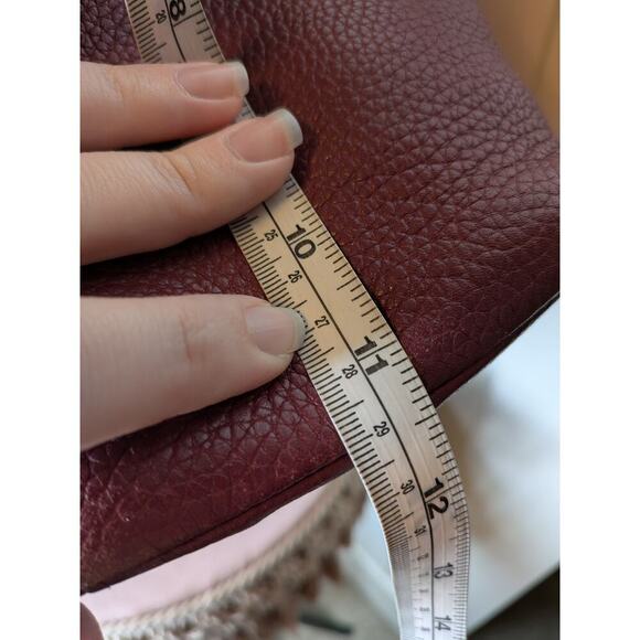 Tory Burch Imperial Garnet Thea Small Leather Tote Shoulder Bag With Tassel - Picture 8 of 10